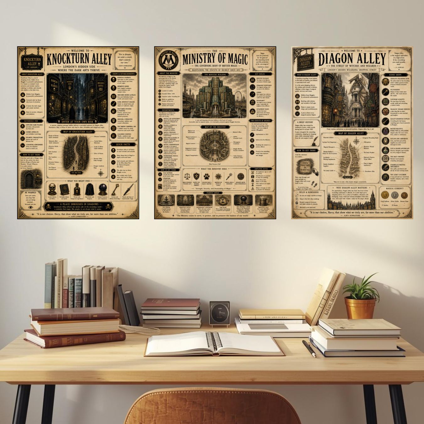 Harry Potter Dark Academia Posters - Set of 3 (13 x 19 inch each) (select from menu)