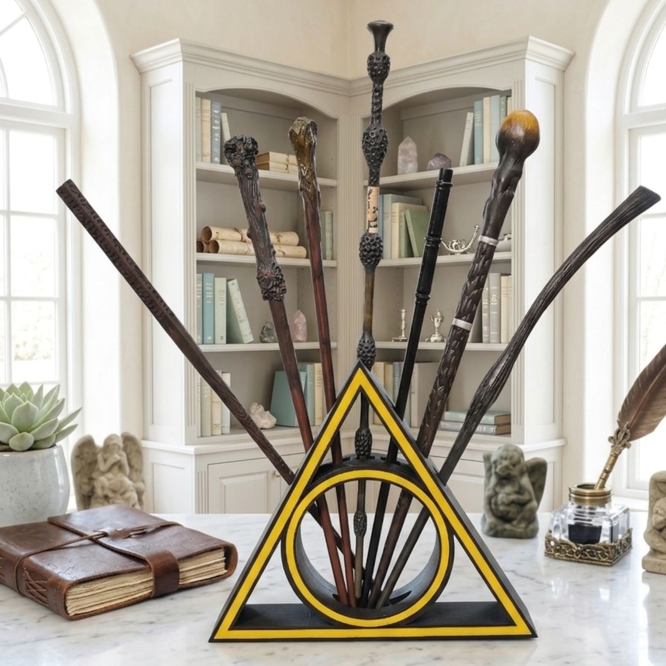 Harry Potter Deathly Hallows 7 Wand Display Stand (24 x 21 x 5 cm) (Wands not included)