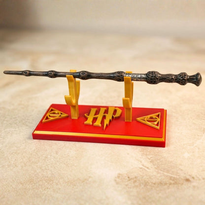 Deathly Hallows Sign - 3 Wand Stand (18×18×8 cm) (Red-Golden)