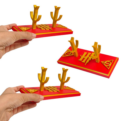 Deathly Hallows Sign - 3 Wand Stand (18×18×8 cm) (Red-Golden)