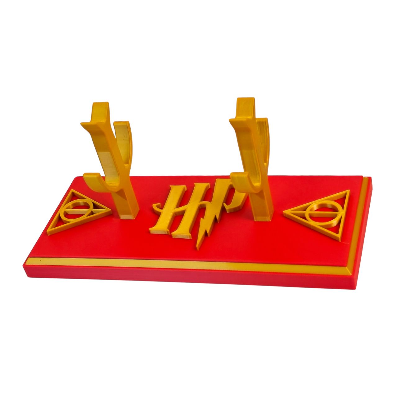 Deathly Hallows Sign - 3 Wand Stand (18×18×8 cm) (Red-Golden)