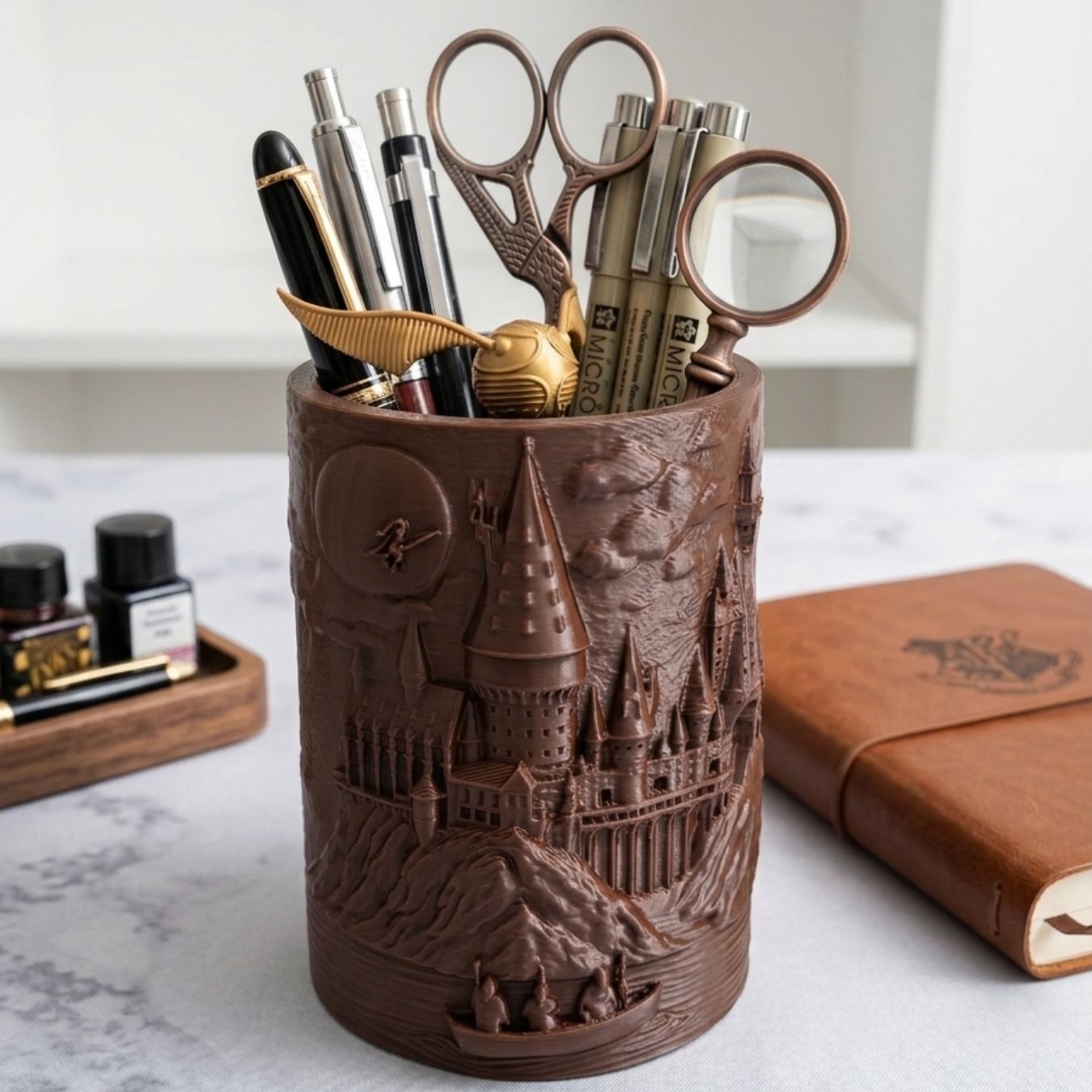 Hogwarts Castle & Boat on Lake - Desktop Organizer (11cm)
